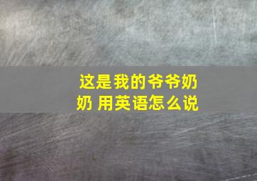 这是我的爷爷奶奶 用英语怎么说